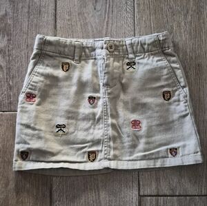 Polo Ralph Lauren Girls Khaki Preppy  Embroidered Skirt Size 4